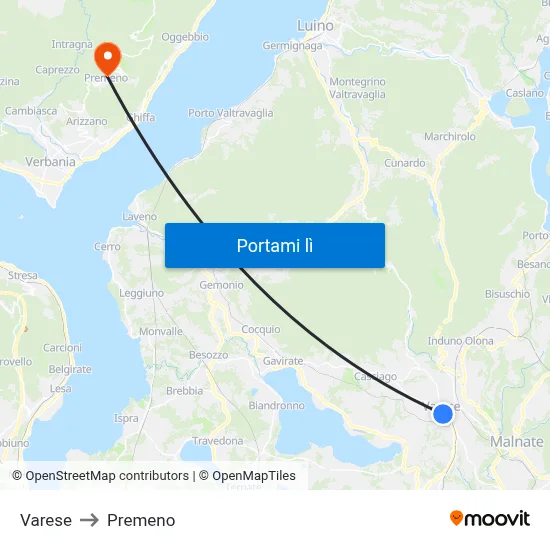 Varese to Premeno map