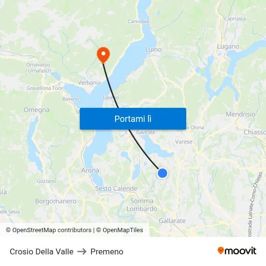 Crosio Della Valle to Premeno map