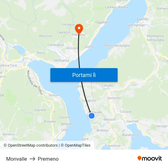 Monvalle to Premeno map