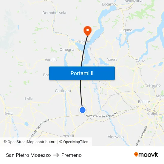 San Pietro Mosezzo to Premeno map