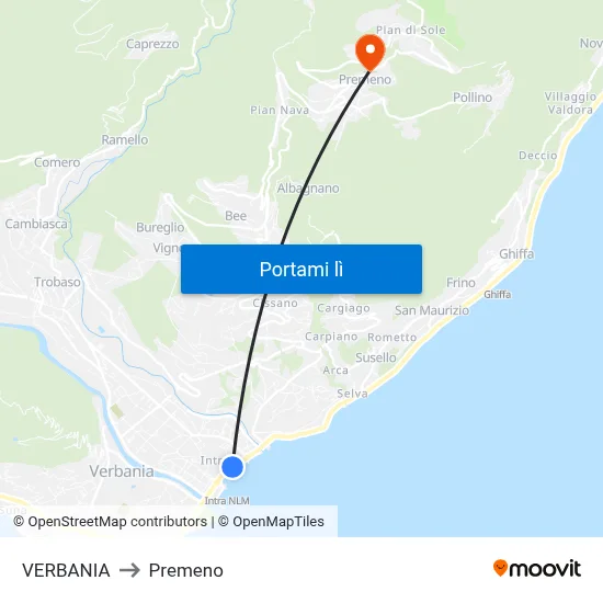 VERBANIA to Premeno map