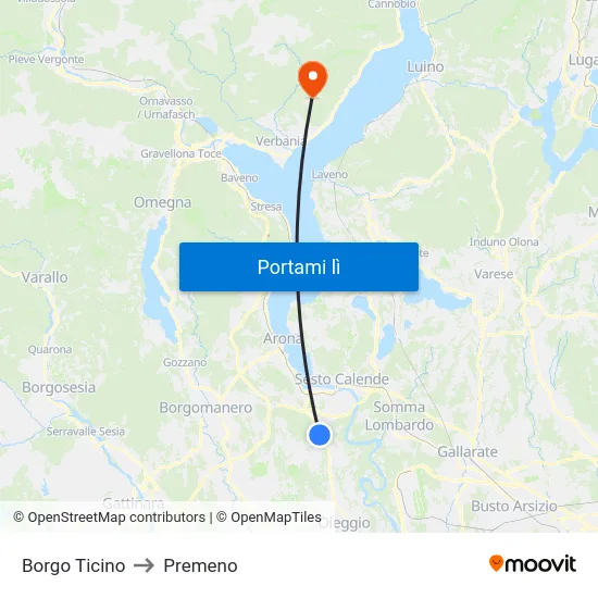 Borgo Ticino to Premeno map