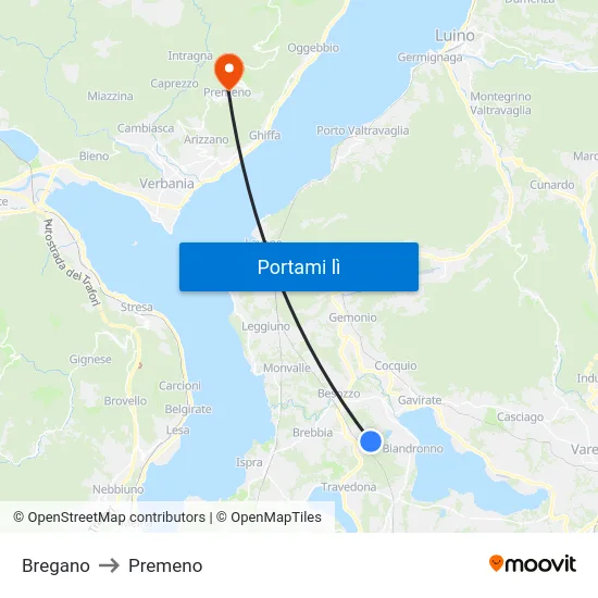 Bregano to Premeno map