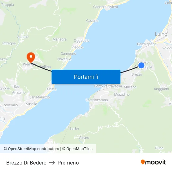 Brezzo Di Bedero to Premeno map