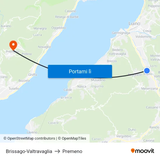 Brissago-Valtravaglia to Premeno map
