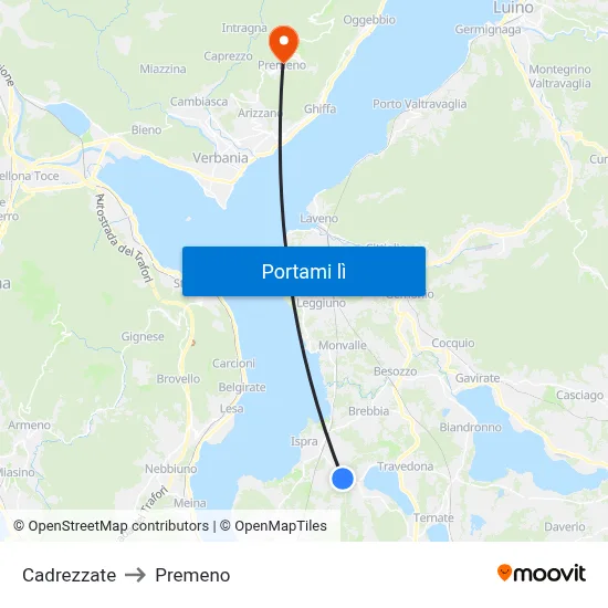 Cadrezzate to Premeno map
