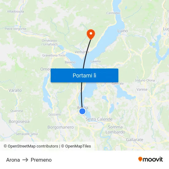 Arona to Premeno map