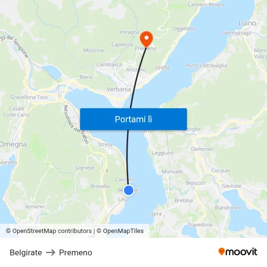 Belgirate to Premeno map