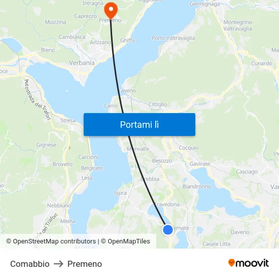Comabbio to Premeno map