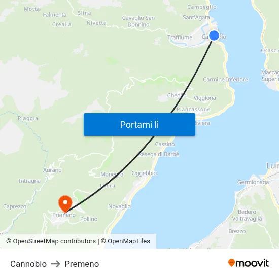 Cannobio to Premeno map