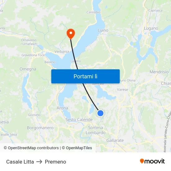 Casale Litta to Premeno map