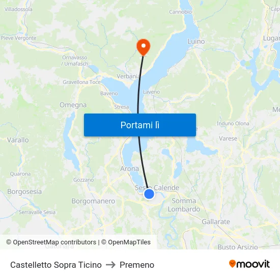 Castelletto Sopra Ticino to Premeno map
