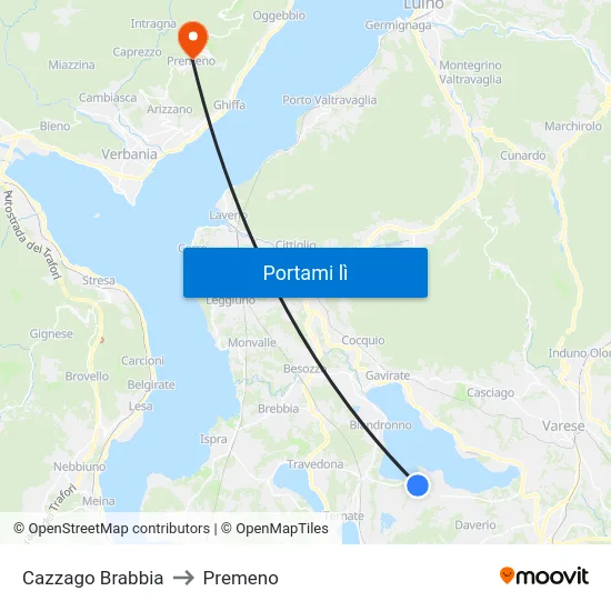 Cazzago Brabbia to Premeno map