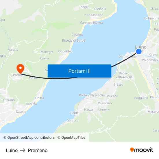 Luino to Premeno map