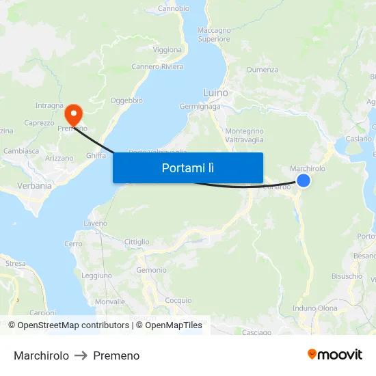 Marchirolo to Premeno map