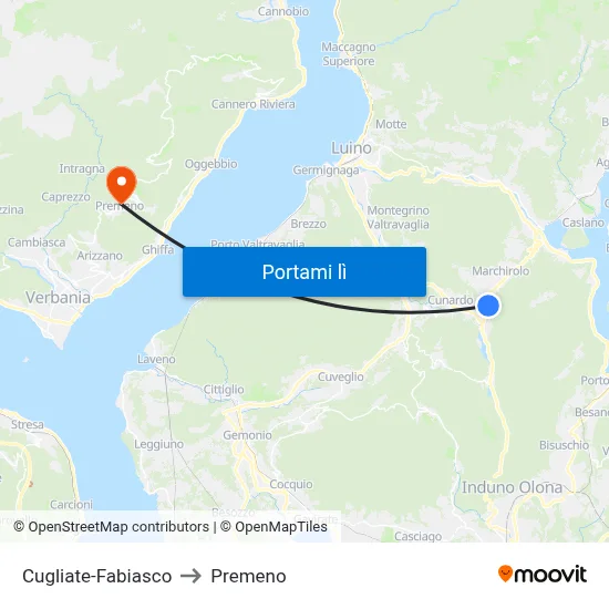 Cugliate-Fabiasco to Premeno map