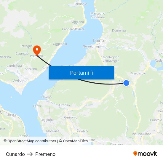Cunardo to Premeno map
