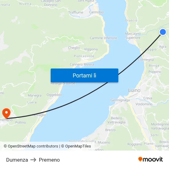 Dumenza to Premeno map