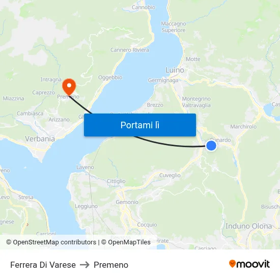 Ferrera Di Varese to Premeno map