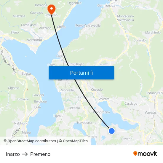 Inarzo to Premeno map