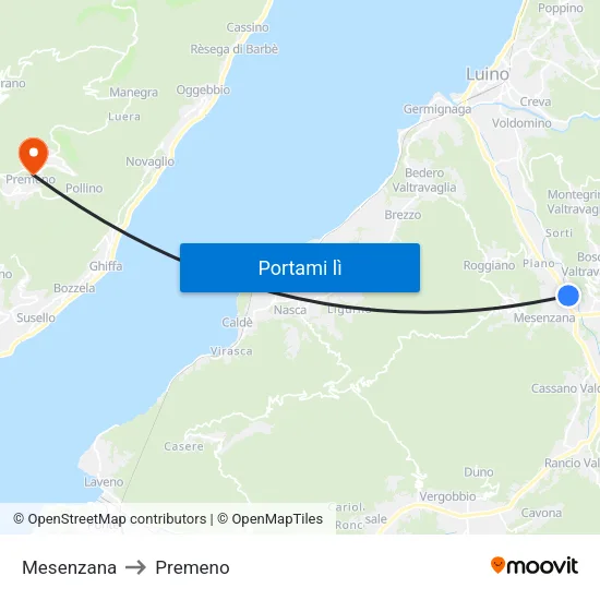 Mesenzana to Premeno map