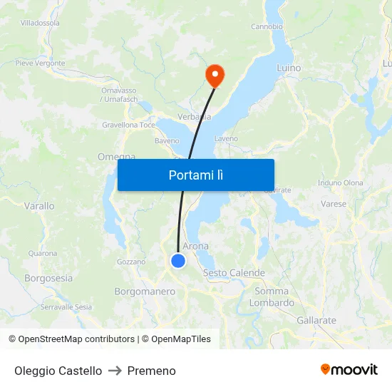 Oleggio Castello to Premeno map