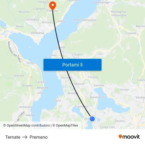 Ternate to Premeno map