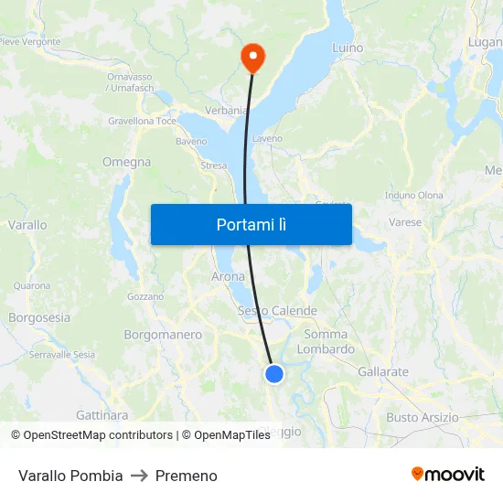Varallo Pombia to Premeno map