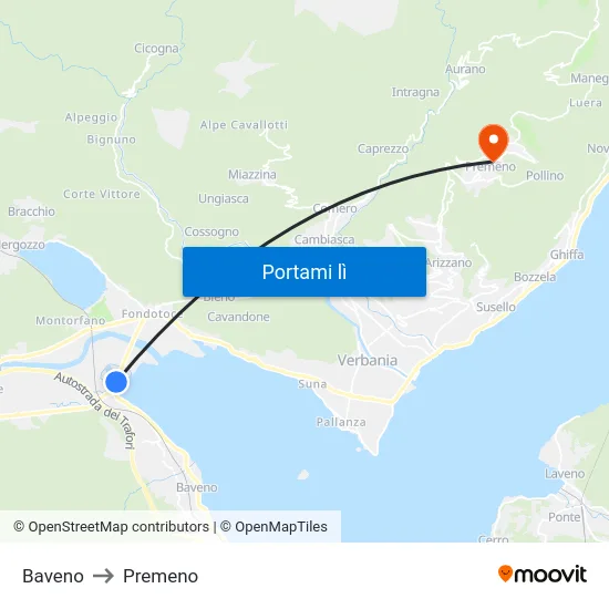 Baveno to Premeno map