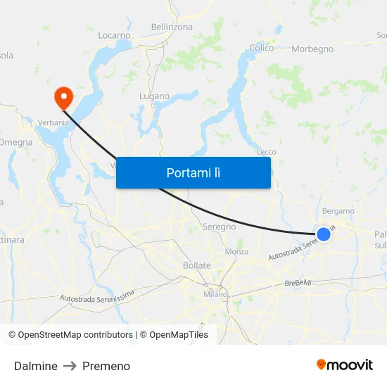 Dalmine to Premeno map