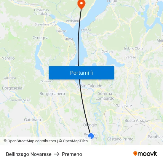 Bellinzago Novarese to Premeno map