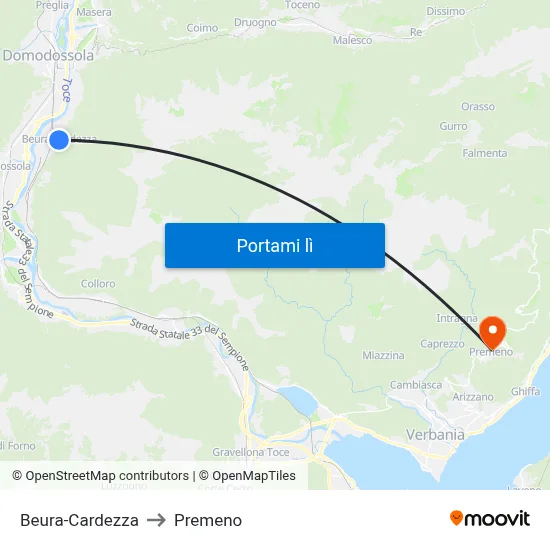 Beura-Cardezza to Premeno map