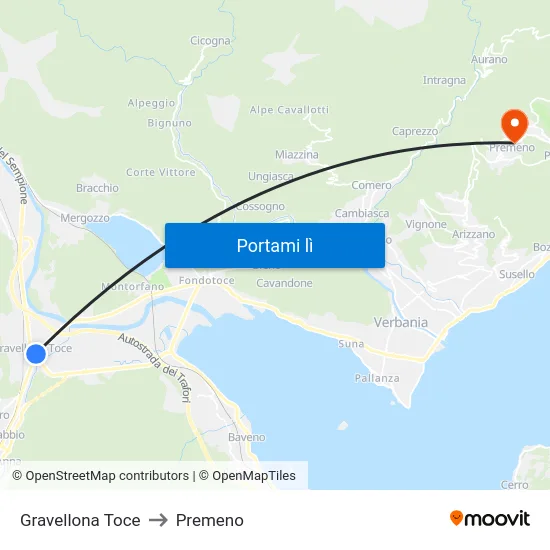 Gravellona Toce to Premeno map