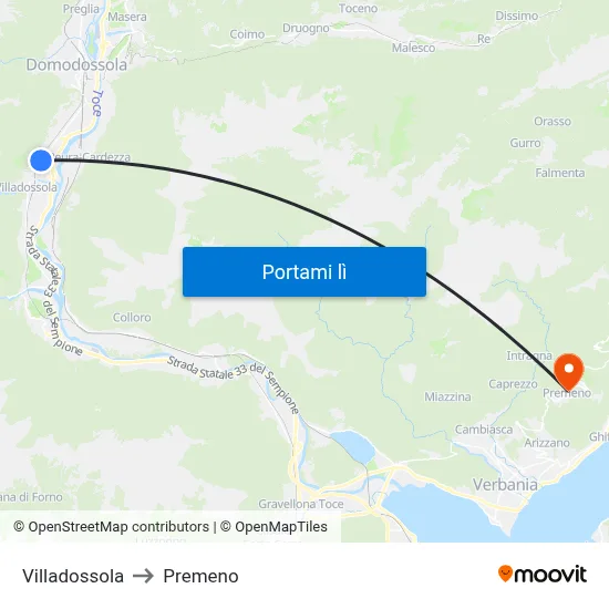 Villadossola to Premeno map