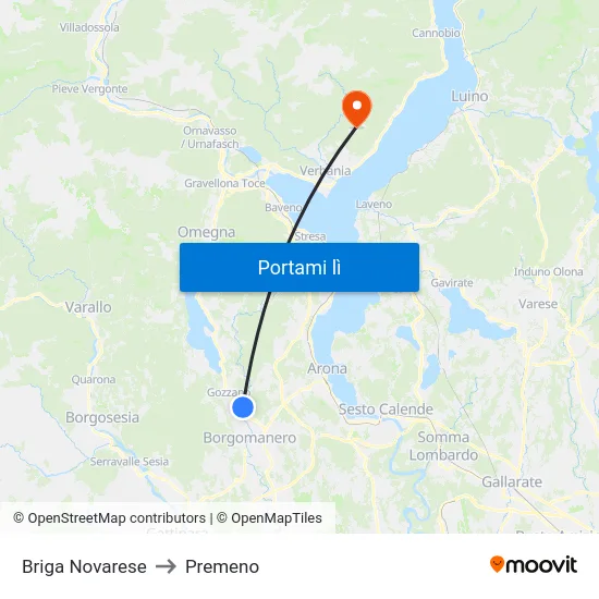 Briga Novarese to Premeno map