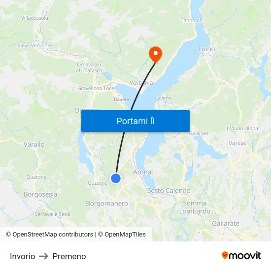 Invorio to Premeno map