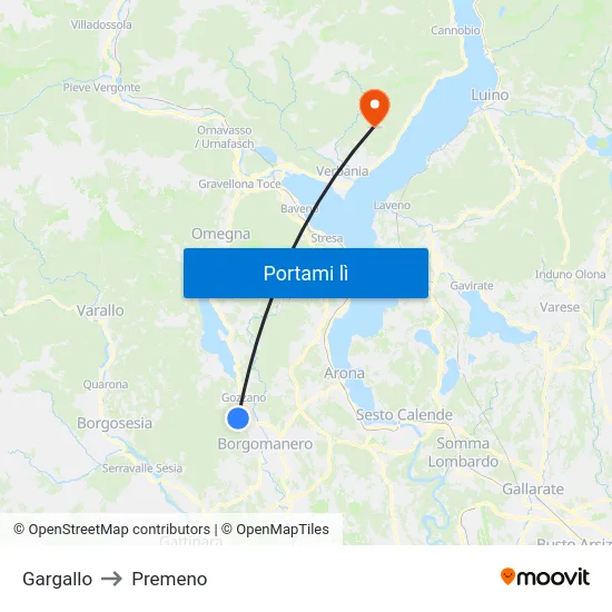 Gargallo to Premeno map