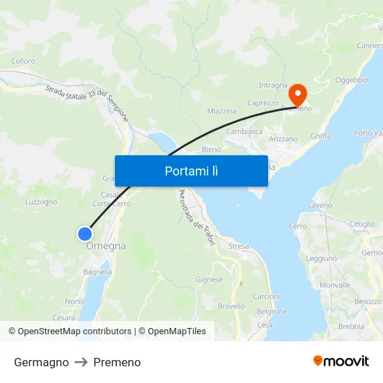 Germagno to Premeno map