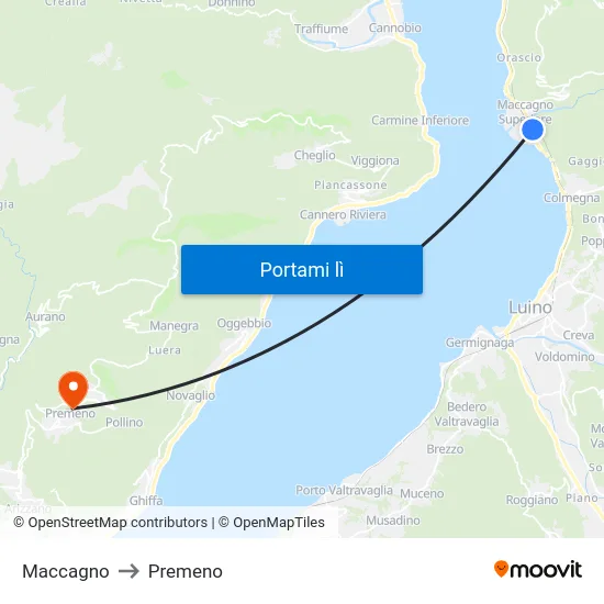 Maccagno to Premeno map