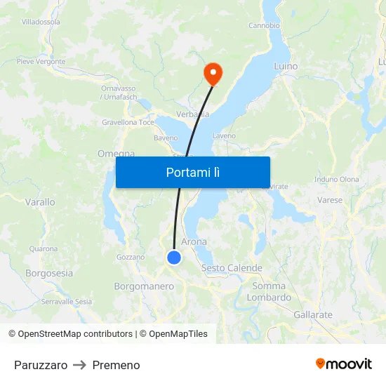 Paruzzaro to Premeno map