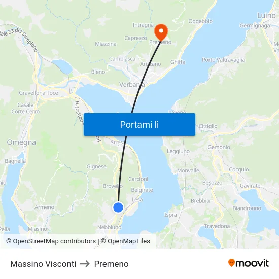 Massino Visconti to Premeno map