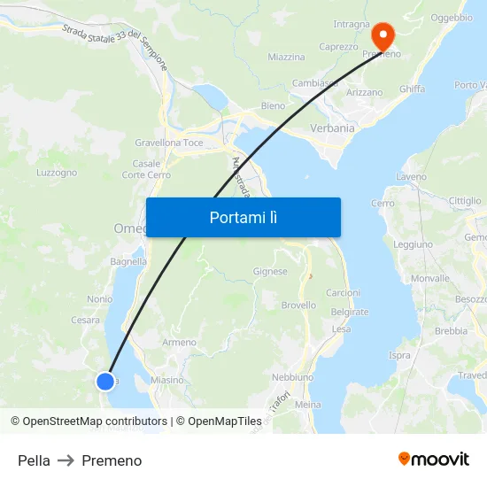 Pella to Premeno map