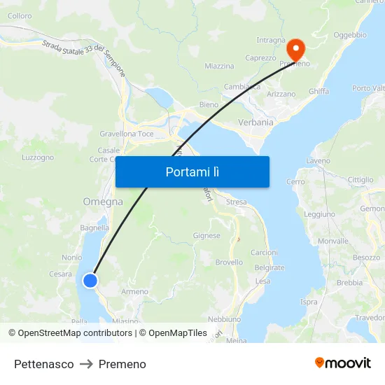 Pettenasco to Premeno map
