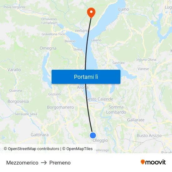 Mezzomerico to Premeno map