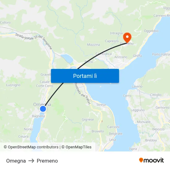 Omegna to Premeno map