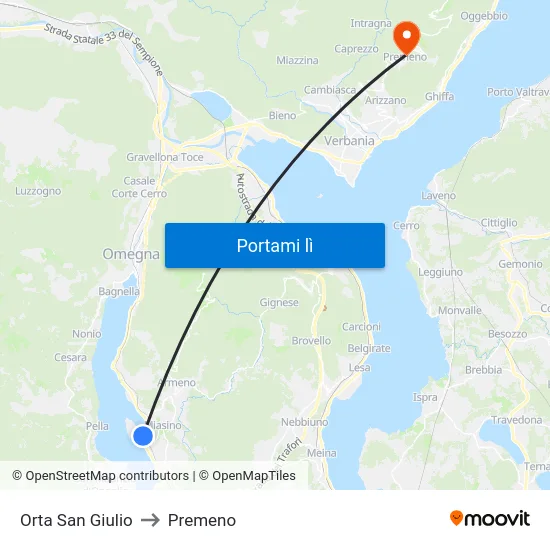 Orta San Giulio to Premeno map