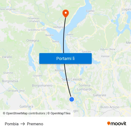 Pombia to Premeno map