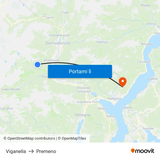 Viganella to Premeno map