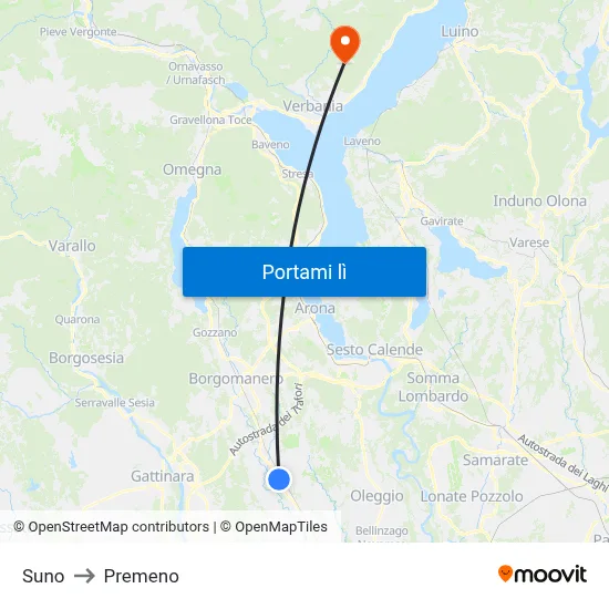 Suno to Premeno map