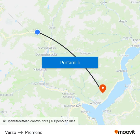 Varzo to Premeno map
